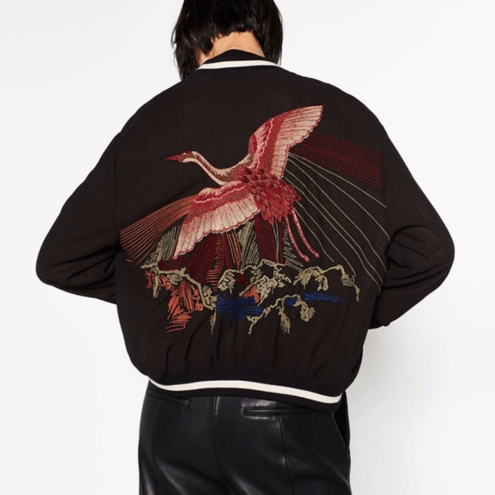 Zara Reversible Embroidered Bomber Jacket
